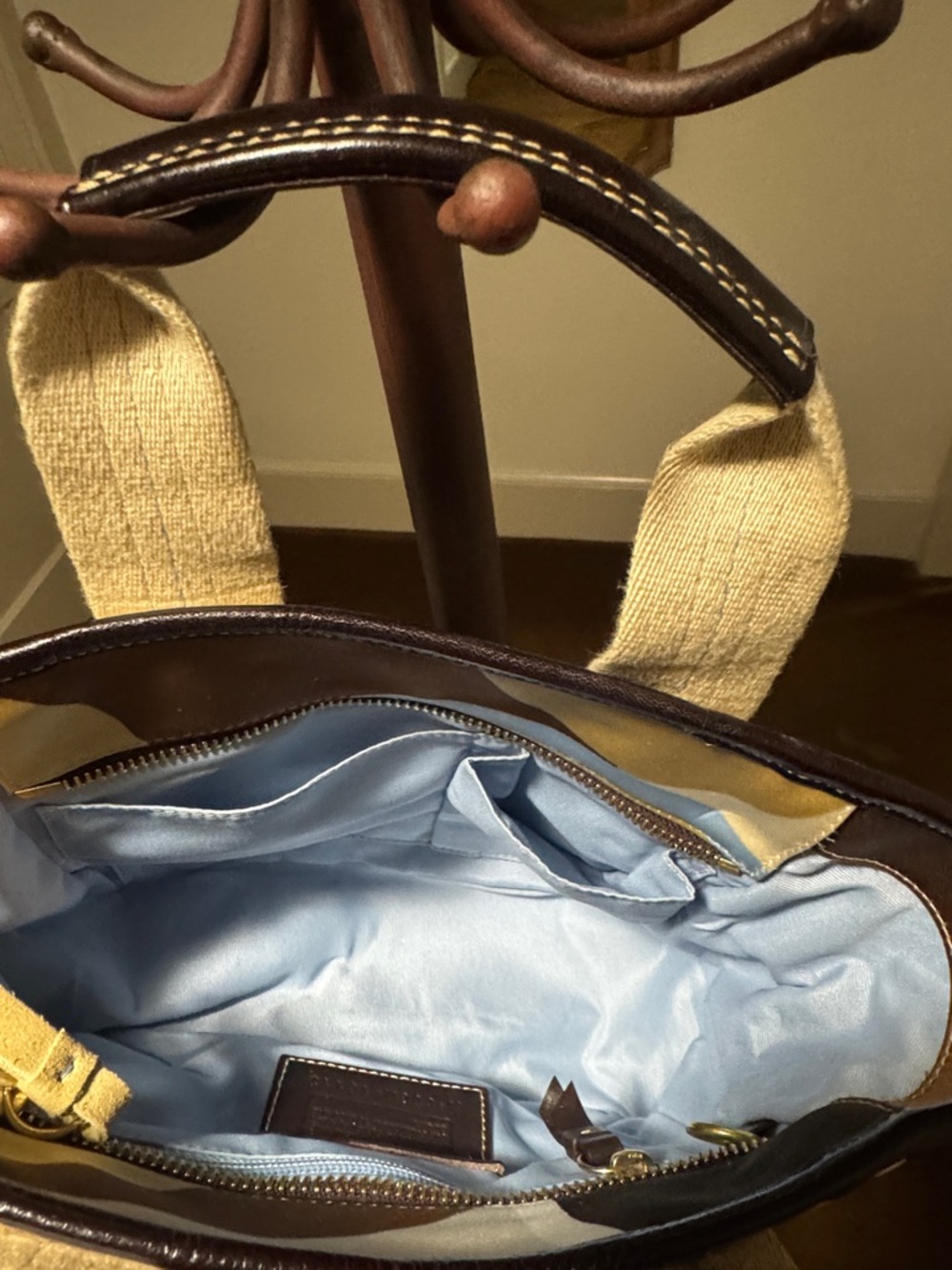 Coach Mini Tote in Beige, Black & Blue Graphic Print - Picture 7 of 7